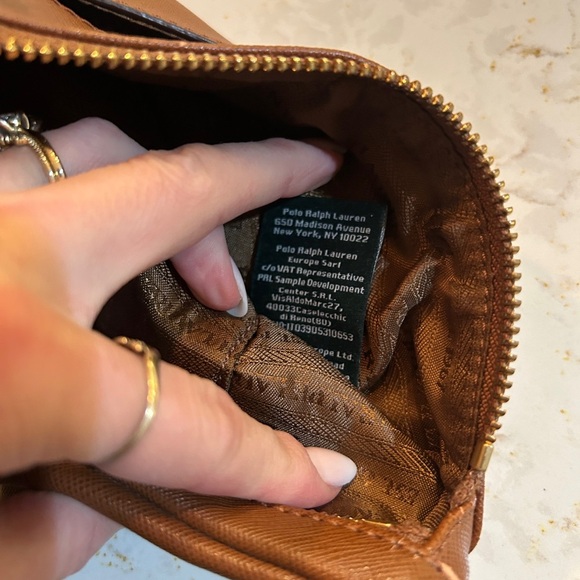 Ralph Lauren Lined Zippered Bag In Brown - Picture 11 of 11